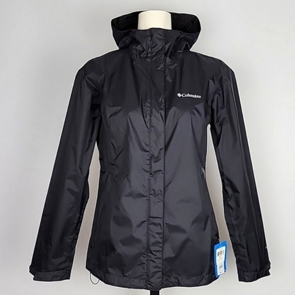 Columbia Women’s Black Arcadi II Hooded Waterproof Rain Jacket Mesh Lined Size S - Picture 8 of 16